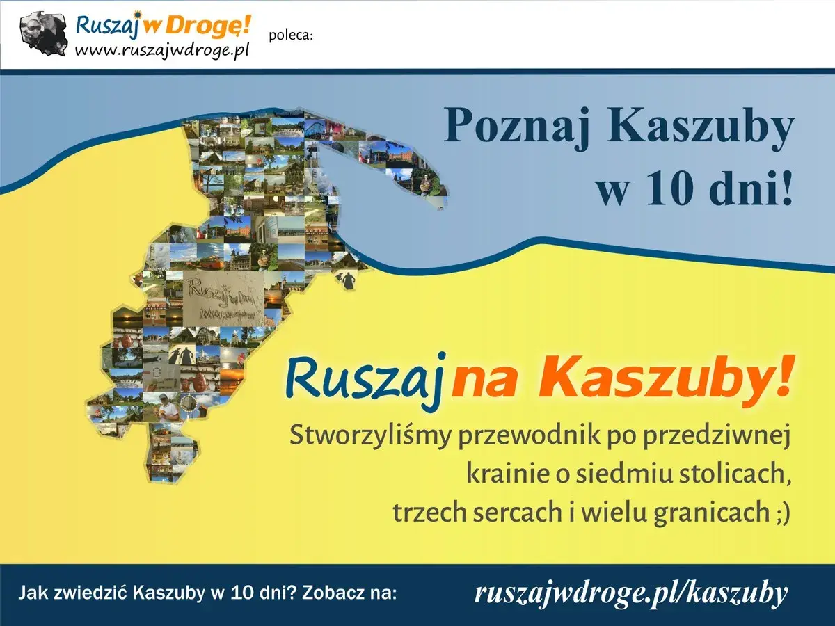 Odkryj, gdzie są Kaszuby! Mapa regionu złożona z wielu zdjęć zachęca do podróży. Poznaj Kaszuby w 10 dni z przewodnikiem.